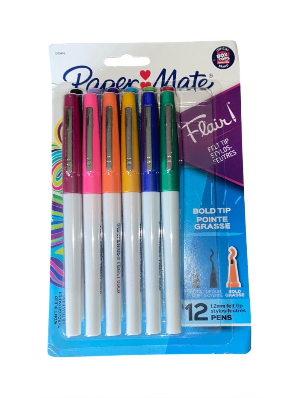 Paper Mate Flair Pens, Felt Tip Pens, Bold Tip (1.2 mm), Assorted Colors, 12 Ct